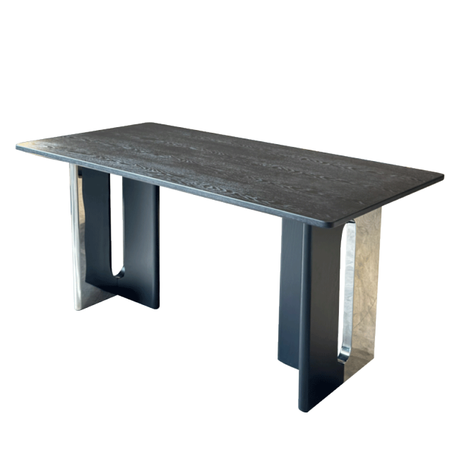 Black-brown wooden Table,Customizable Premium Wooden Dining Table | Sintered Stone & Metal Options
