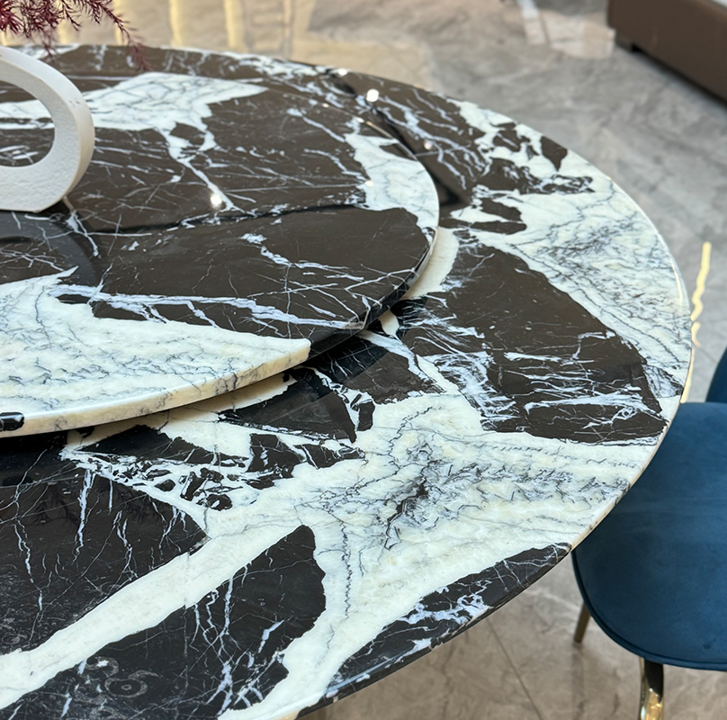 Bulgari Black Round Dining Table,eplaces technical specifications with sensory-rich descriptions ("captured moonlight," "liquid metal")