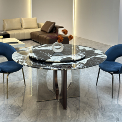 Bulgari Black Round Dining Table,eplaces technical specifications with sensory-rich descriptions ("captured moonlight," "liquid metal")