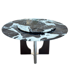 Bulgari Black Round Dining Table,eplaces technical specifications with sensory-rich descriptions ("captured moonlight," "liquid metal")