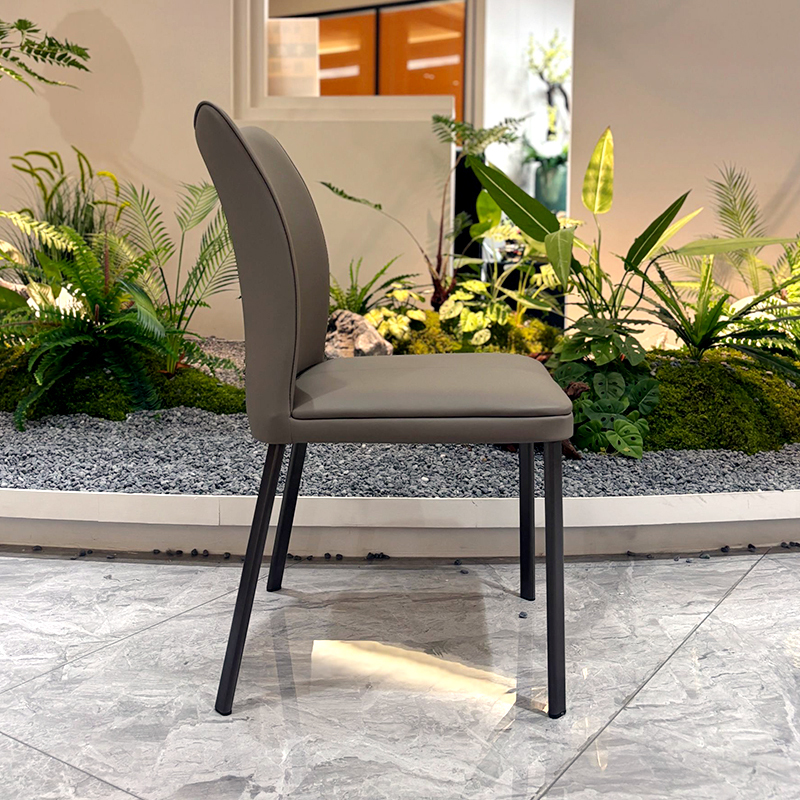 A white-matte square or gray leather chair,Exquisite Customizable Fan-Back Chairs | Tailored Elegance & Comfort
