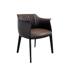 Modern Brown Fold Curved Lounge Chair,Artisanal Custom Lounge Chair | Velvety Comfort in Earth Tones