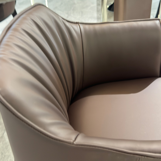 Modern Brown Fold Curved Lounge Chair,Artisanal Custom Lounge Chair | Velvety Comfort in Earth Tones