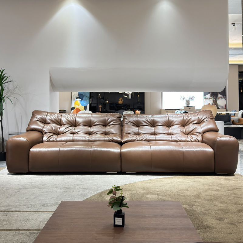 Modern Comfortable Dark Black Leather Sofa,Custom Luxury Leather Sofa | Bespoke Modern Sectional | Handcrafted Comfort