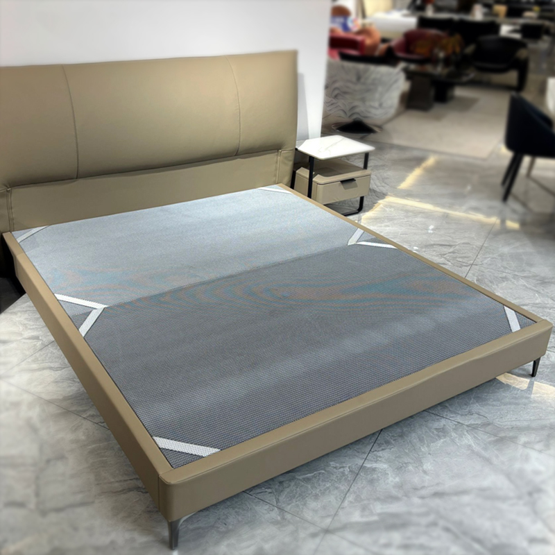Contemporary Comfortable Beige Double Bed,Serene & Customizable Beige Double Bed | Luxury Handcrafted Sleep Sanctuary