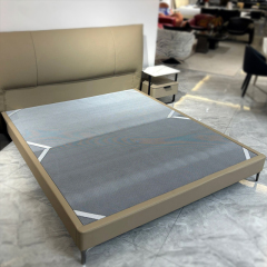 Contemporary Comfortable Beige Double Bed,Serene & Customizable Beige Double Bed | Luxury Handcrafted Sleep Sanctuary