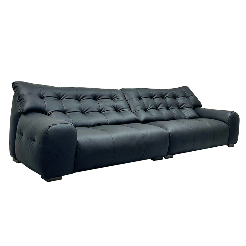Modern Comfortable Dark Black Leather Sofa,Custom Luxury Leather Sofa | Bespoke Modern Sectional | Handcrafted Comfort