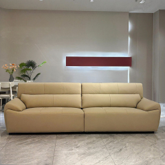 Comfortable beige leather sofa set,Luxurious Custom Beige Leather Sofa Set | Cloud Comfort & Designer Style