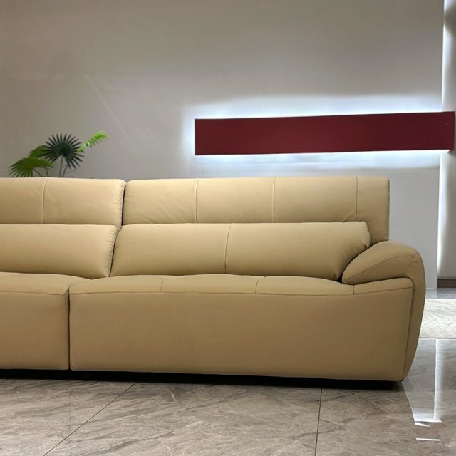 Comfortable beige leather sofa set,Luxurious Custom Beige Leather Sofa Set | Cloud Comfort & Designer Style