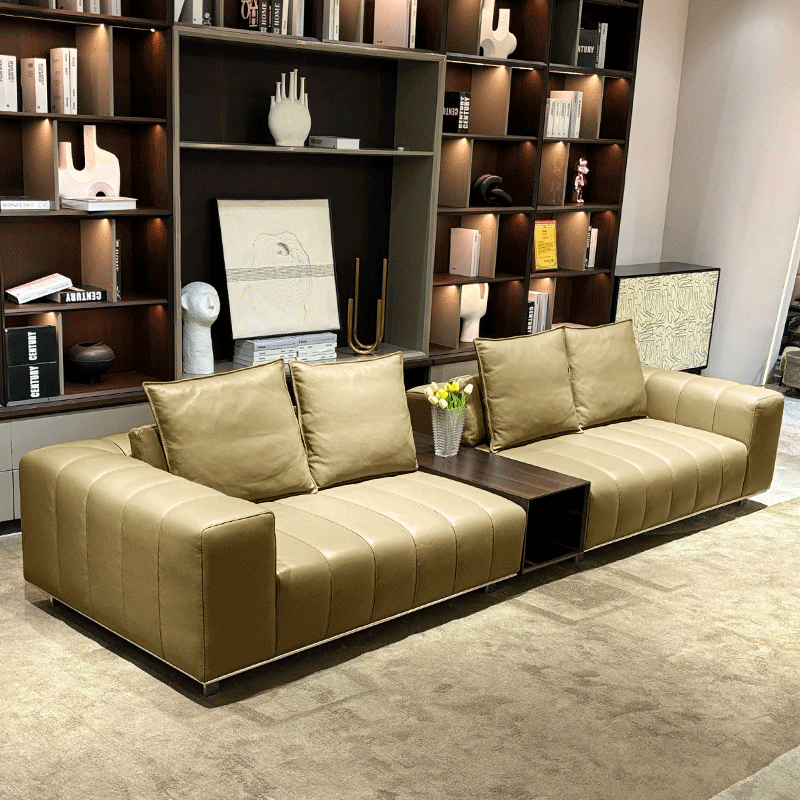 Luxurious Beige Leather Sofa Set | Cloud Comfort Contemporary Design,Luxurious Beige Leather Sofa Set | Cloud Comfort Contemporary Design
