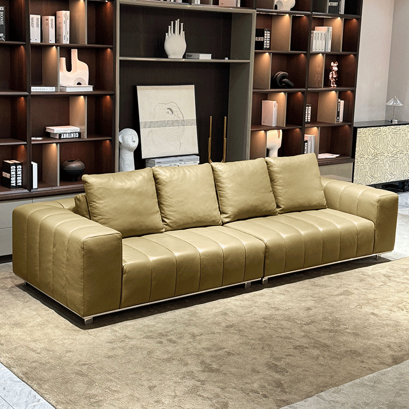 Luxurious Beige Leather Sofa Set | Cloud Comfort Contemporary Design,Luxurious Beige Leather Sofa Set | Cloud Comfort Contemporary Design