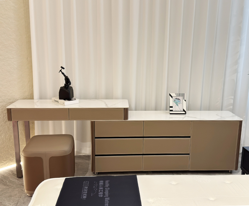 Contemporary Taupe Makeup Vanity Dresser Set,Contemporary Taupe Makeup Vanity Dresser Set