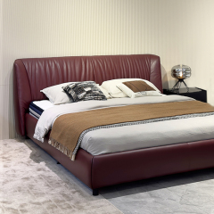 Burgundy Leather Upholstered Bed Frame Set,Burgundy Leather Upholstered Bed Frame Set
