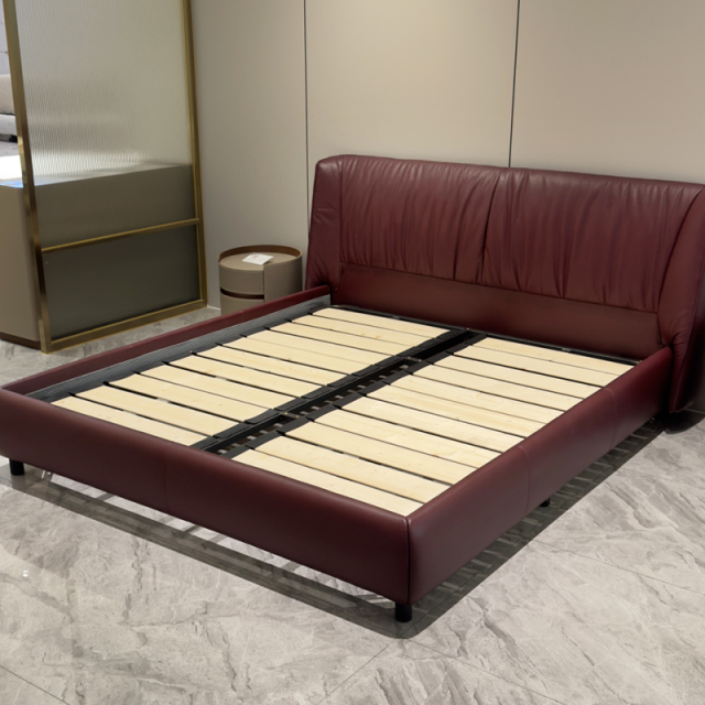 Burgundy Leather Upholstered Bed Frame Set,Burgundy Leather Upholstered Bed Frame Set