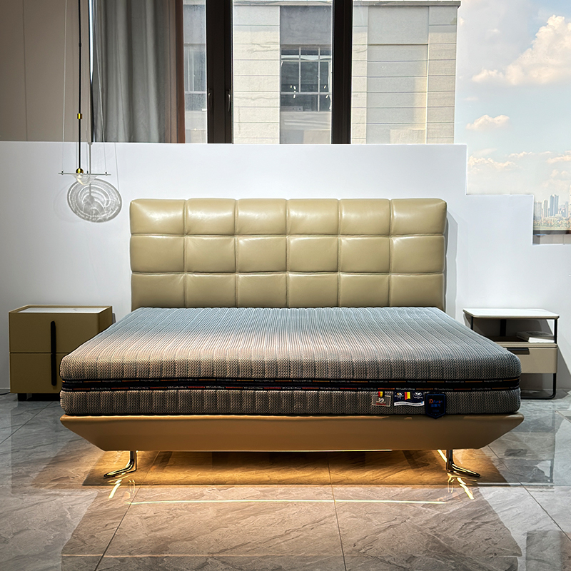 Beige Upholstered Bed Frame with Modern Design,Beige Upholstered Bed Frame | Dreamlike Modern Comfort (Custom Sizes)