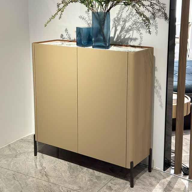 Modern Beige Leather Shoe Storage Cabinet,Modern Beige Leather Shoe Storage Cabinet
