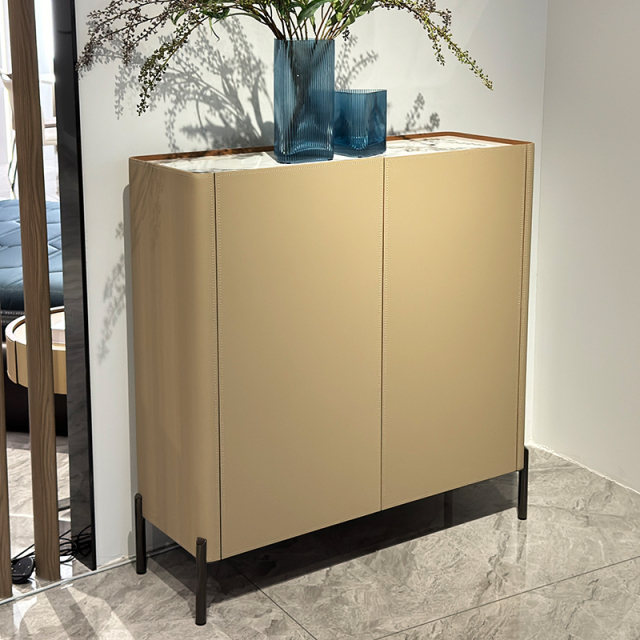 Modern Beige Leather Shoe Storage Cabinet,Modern Beige Leather Shoe Storage Cabinet