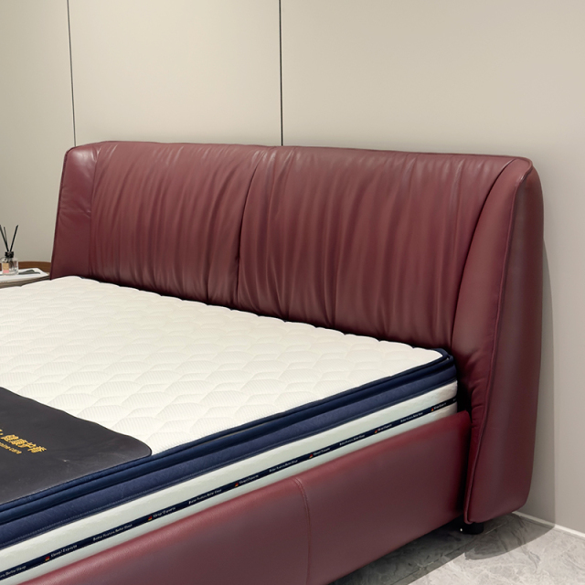 Burgundy Leather Upholstered Bed Frame Set,Burgundy Leather Upholstered Bed Frame Set