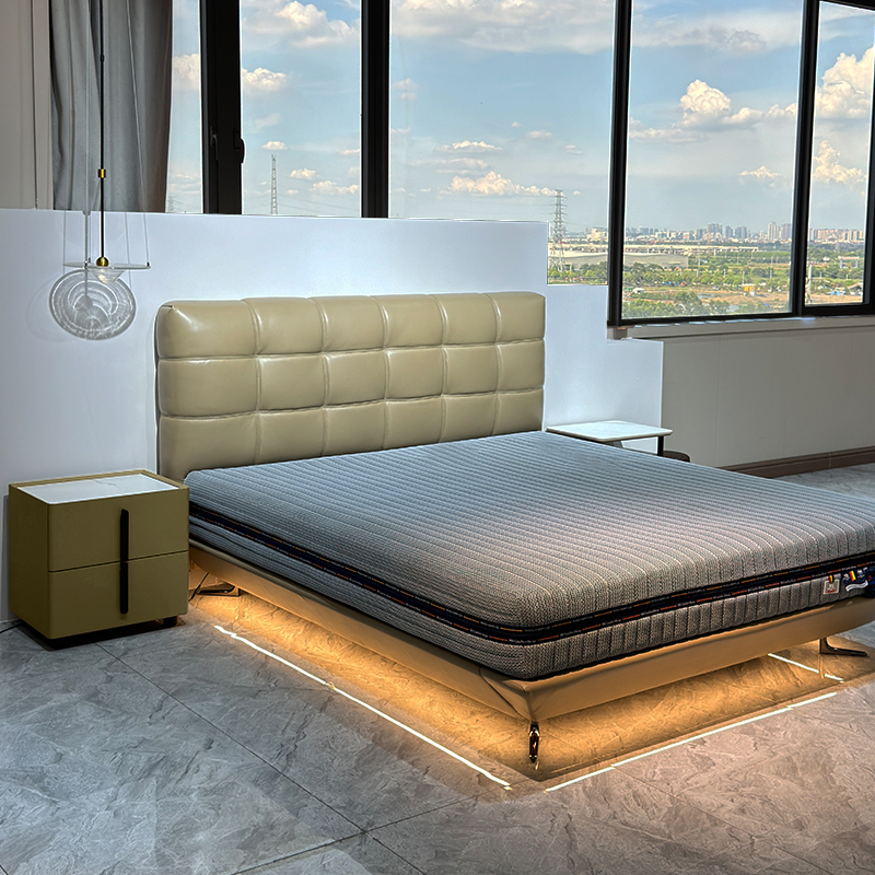 Beige Upholstered Bed Frame with Modern Design,Beige Upholstered Bed Frame | Dreamlike Modern Comfort (Custom Sizes)