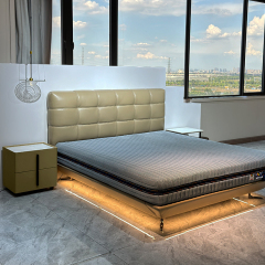 Beige Upholstered Bed Frame with Modern Design,Beige Upholstered Bed Frame | Dreamlike Modern Comfort (Custom Sizes)