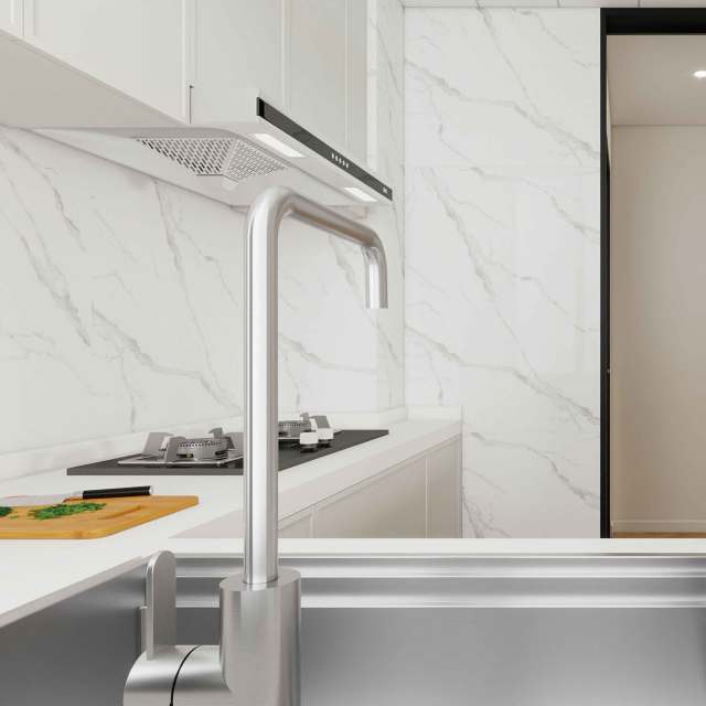 French Inspired Custom Kitchen Set with Marble Backsplash,French Inspired Custom Kitchen Set with Marble Backsplash