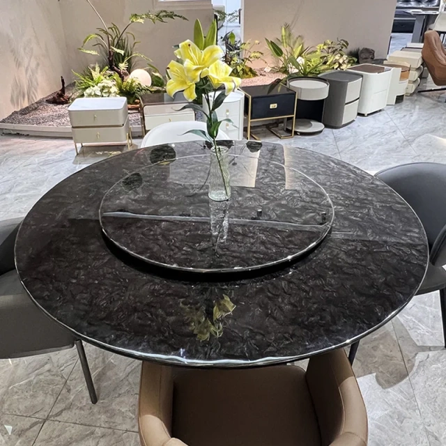 Elegant Marble Round Dining Table with Solid Base,Elegant Marble Round Dining Table with Solid Base
