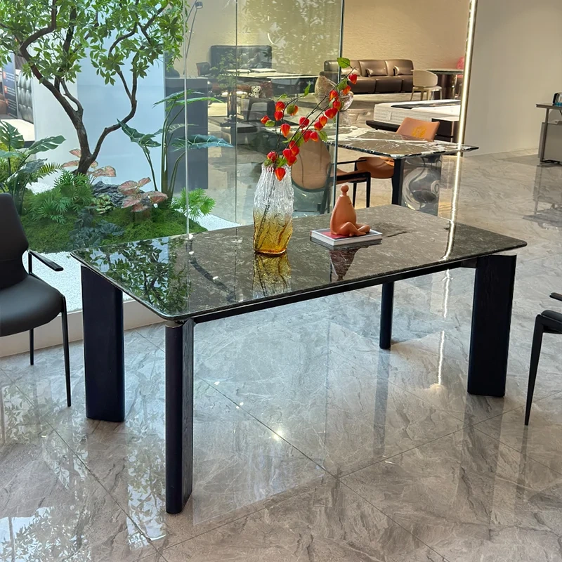 Luxurious Marble Top Dining Table with Black Leg,Luxurious Marble Top Dining Table with Black Leg