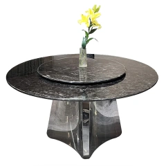 Elegant Marble Round Dining Table with Solid Base,Elegant Marble Round Dining Table with Solid Base