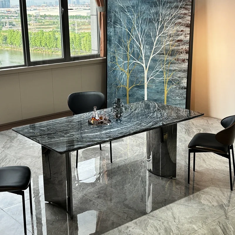 Marble Top Rectangular Dining Table with Metal Legs,Marble Top Rectangular Dining Table with Metal Legs