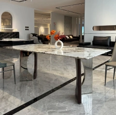 Marble Top Rectangular Dining Table with Curved Legs,Marble Top Rectangular Dining Table with Curved Legs