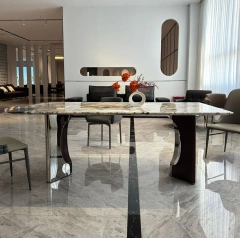 Marble Top Rectangular Dining Table with Curved Legs,Marble Top Rectangular Dining Table with Curved Legs