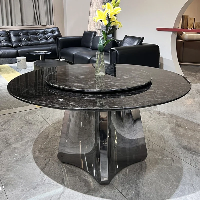 Elegant Marble Round Dining Table with Solid Base,Elegant Marble Round Dining Table with Solid Base