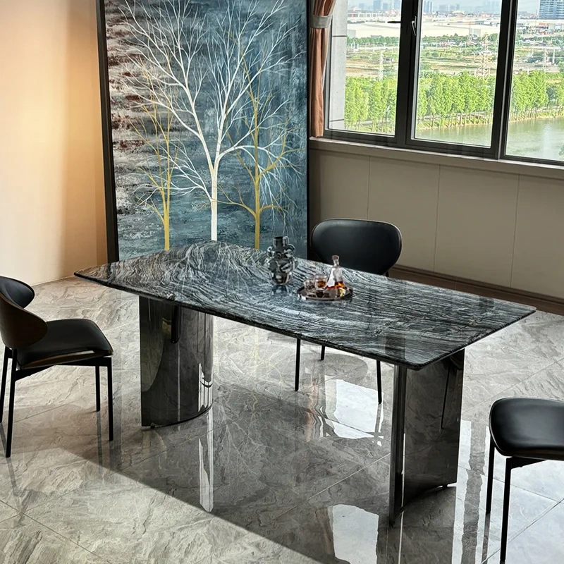 Marble Top Rectangular Dining Table with Metal Legs,Marble Top Rectangular Dining Table with Metal Legs
