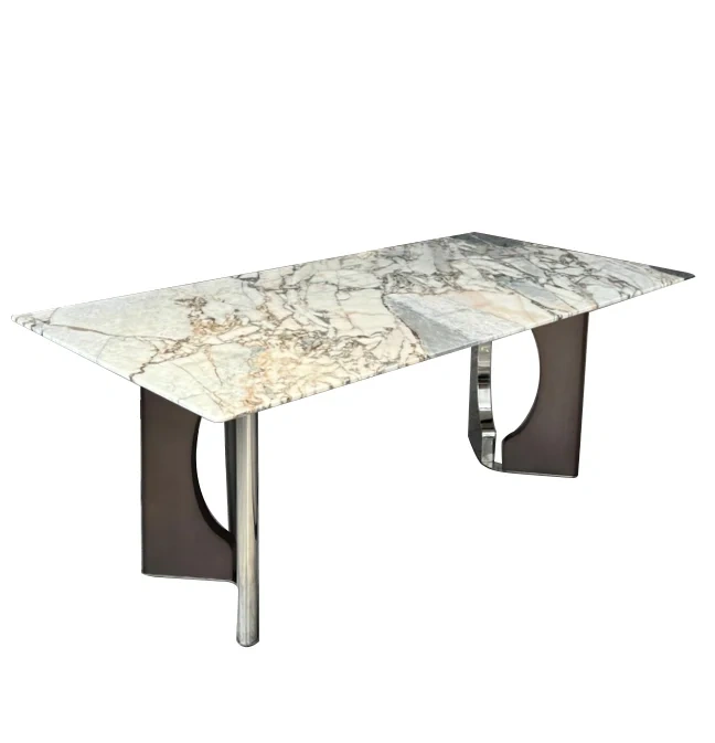 Marble Top Rectangular Dining Table with Curved Legs,Marble Top Rectangular Dining Table with Curved Legs