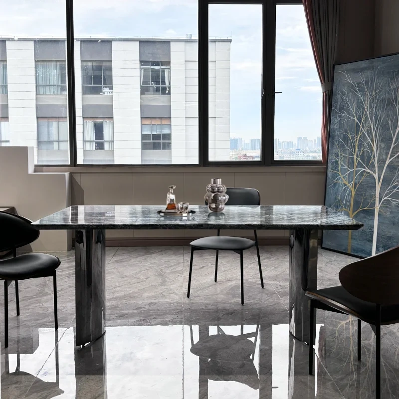 Marble Top Rectangular Dining Table with Metal Legs,Marble Top Rectangular Dining Table with Metal Legs
