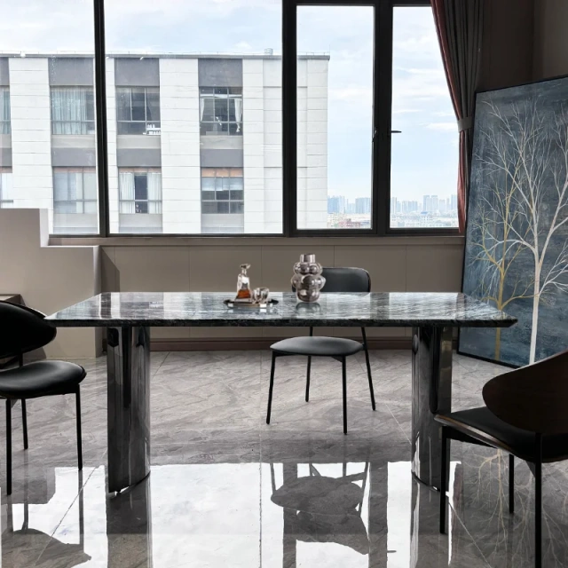 Marble Top Rectangular Dining Table with Metal Legs,Marble Top Rectangular Dining Table with Metal Legs