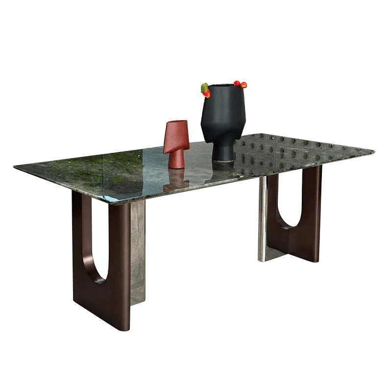 Modern Marble Top Rectangular Dining Table with Curved Legs,Modern Marble Top Rectangular Dining Table with Curved Legs