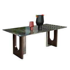 Modern Marble Top Rectangular Dining Table with Curved Legs,Modern Marble Top Rectangular Dining Table with Curved Legs