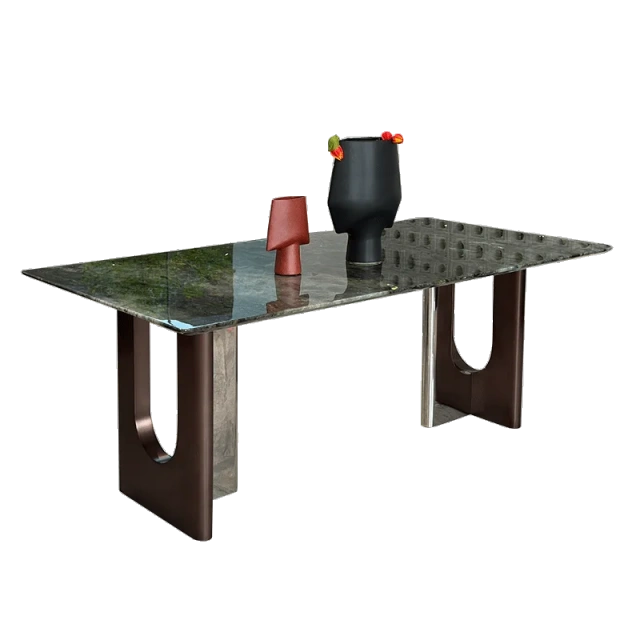 Modern Marble Top Rectangular Dining Table with Curved Legs,Modern Marble Top Rectangular Dining Table with Curved Legs