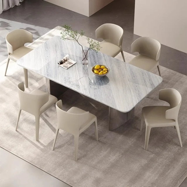 Elegant Marble Round Dining Table with Black Base,Breath-Taking Marble Round Dining Table | Floating Elegance with Black Base