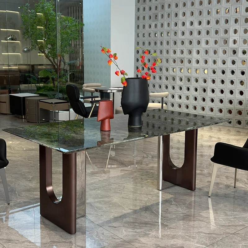 Modern Marble Top Rectangular Dining Table with Curved Legs,Modern Marble Top Rectangular Dining Table with Curved Legs
