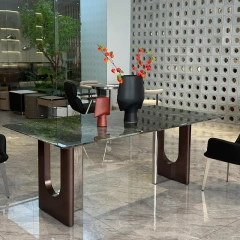 Modern Marble Top Rectangular Dining Table with Curved Legs,Modern Marble Top Rectangular Dining Table with Curved Legs