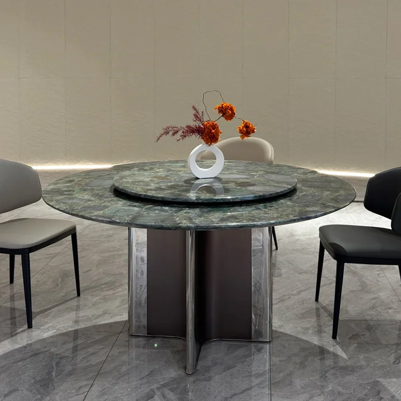 Marble Top Round Dining Table with Steel Stand,Marble Top Round Dining Table with Steel Stand | Sculptural Luxury for Timeless Gatherings
