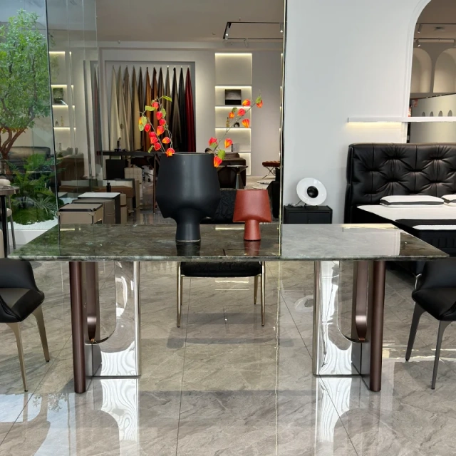 Modern Marble Top Rectangular Dining Table with Curved Legs,Modern Marble Top Rectangular Dining Table with Curved Legs