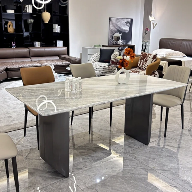 Elegant Marble Round Dining Table with Black Base,Breath-Taking Marble Round Dining Table | Floating Elegance with Black Base