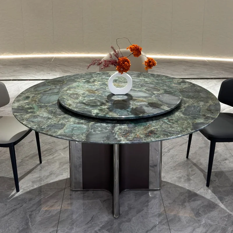 Marble Top Round Dining Table with Steel Stand,Marble Top Round Dining Table with Steel Stand | Sculptural Luxury for Timeless Gatherings