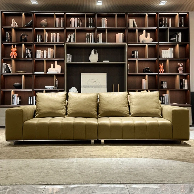 Chic L-Shaped Leather Sofa with Built-in Table,Chic L-Shaped Leather Sofa with Built-in Table | Luxurious Comfort for Modern Living
