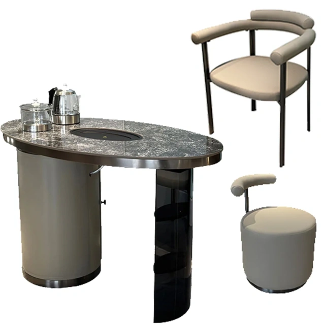 Luxury Granite Tea Table Set with Modern Stools,Luxury Granite Tea Table Set with Modern Stools | Sensory Elegance for Discerning Living Spaces