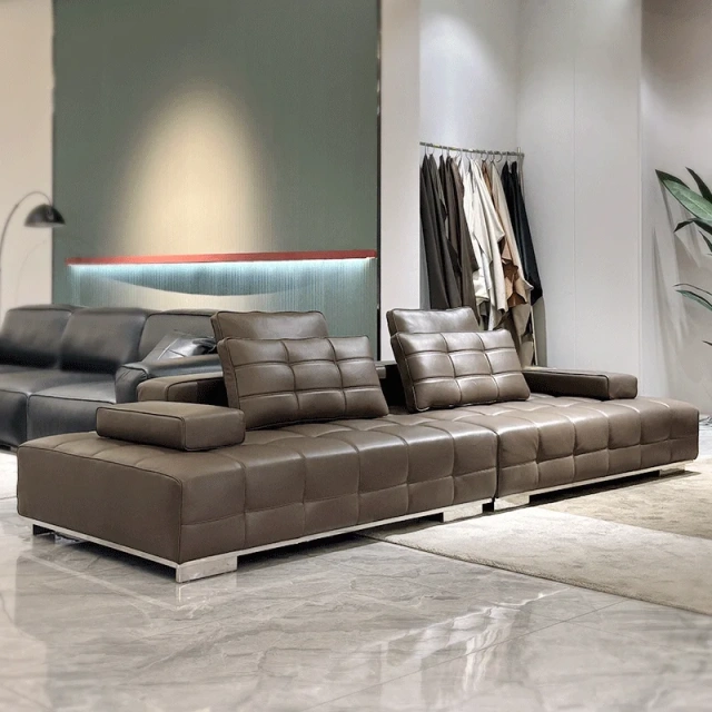 Modern Brown Leather Sectional Sofa with Chaise,Modern Brown Leather Sectional Sofa with Chaise | Sensory Luxury for Soulful Living