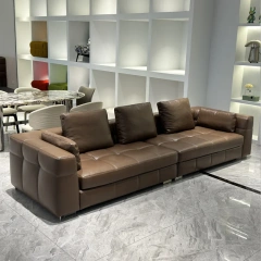 Stylish Brown Leather Sofa with Luxurious Design,Timeless Brown Leather Sofa | Sculptural Luxury Seating Experience